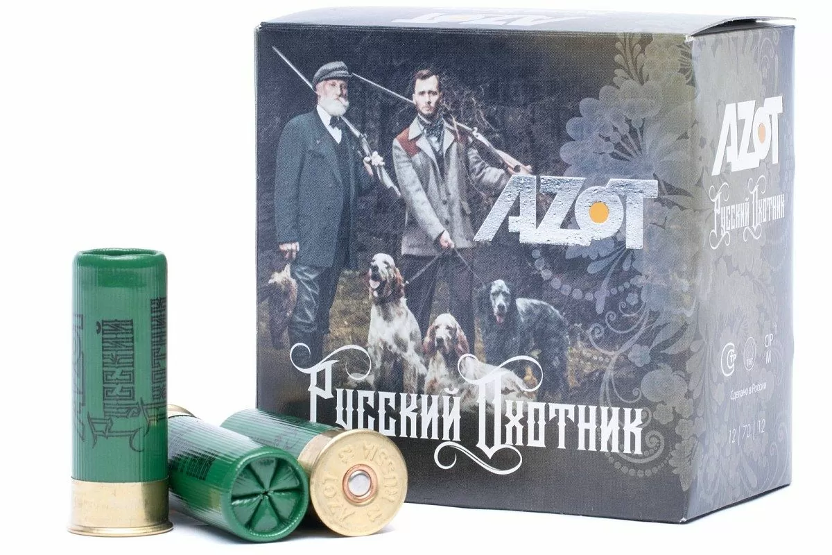 Патрон Азот, 12х70, др.№0 Русский охотник (36г) уп.25шт